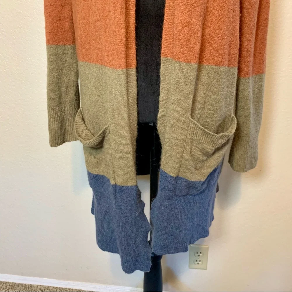 Madewell Kent Stripe Cardigan Sweater Longline Open Front Color Block Size Small